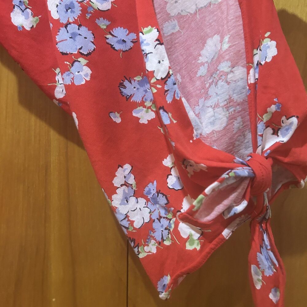 Lauren Ralph Lauren Red Cotton Floral Off Shoulder Top-Sz L-Preppy-Peasant - Picture 5 of 9